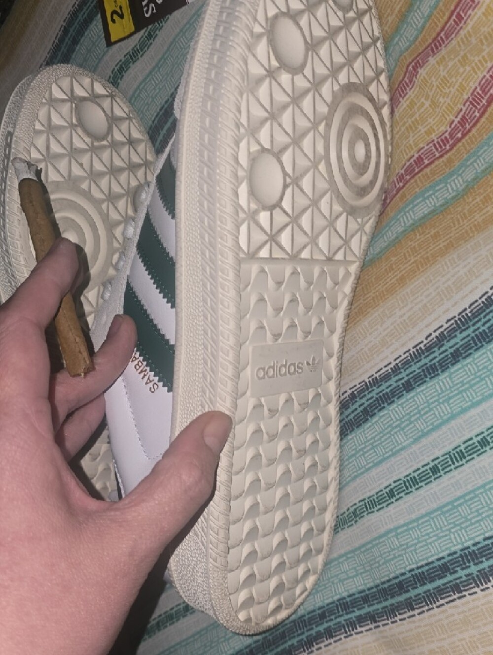 adidas Samba Low-Top Sneakers in White and Green - Picture 6 of 10